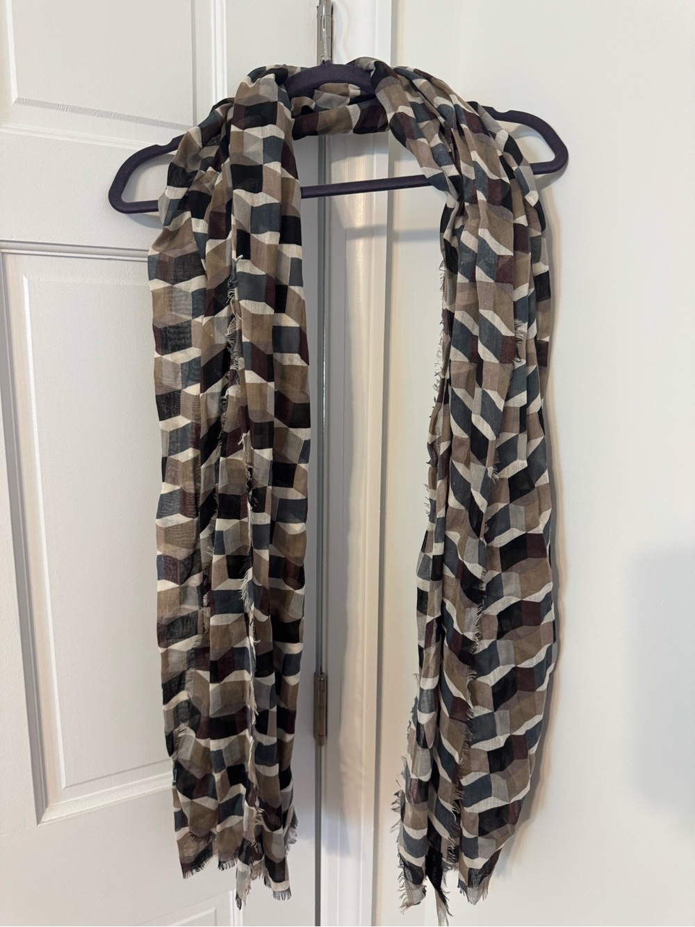 Steve Madden Geometric Chevron Scarf in Brown, Black & Cream
